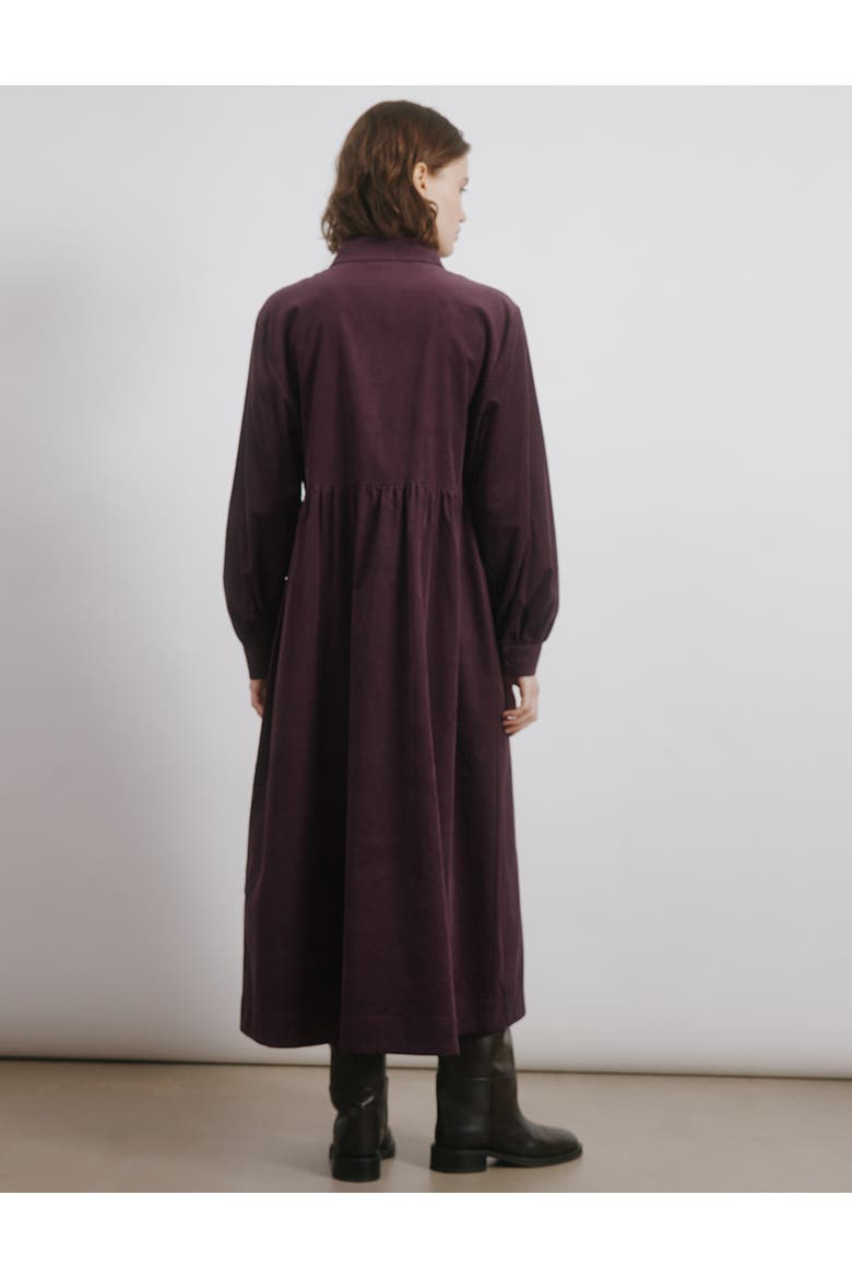 Cord Placket Midi Dress