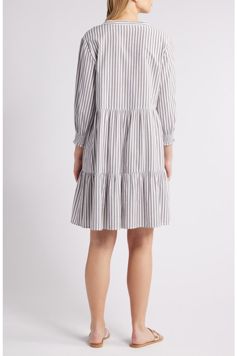 Azalea Stripe Tiered Cotton Blend Dress