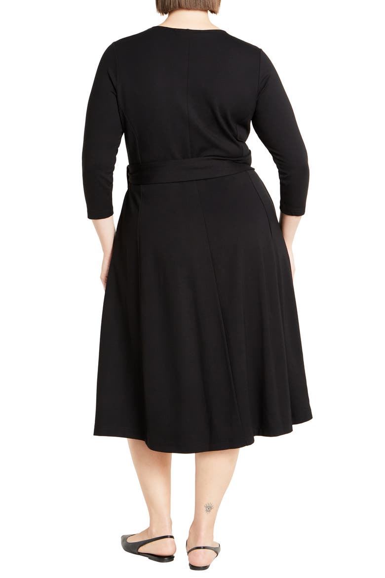 Rayna Tie Waist Stretch Ponte Midi Dress