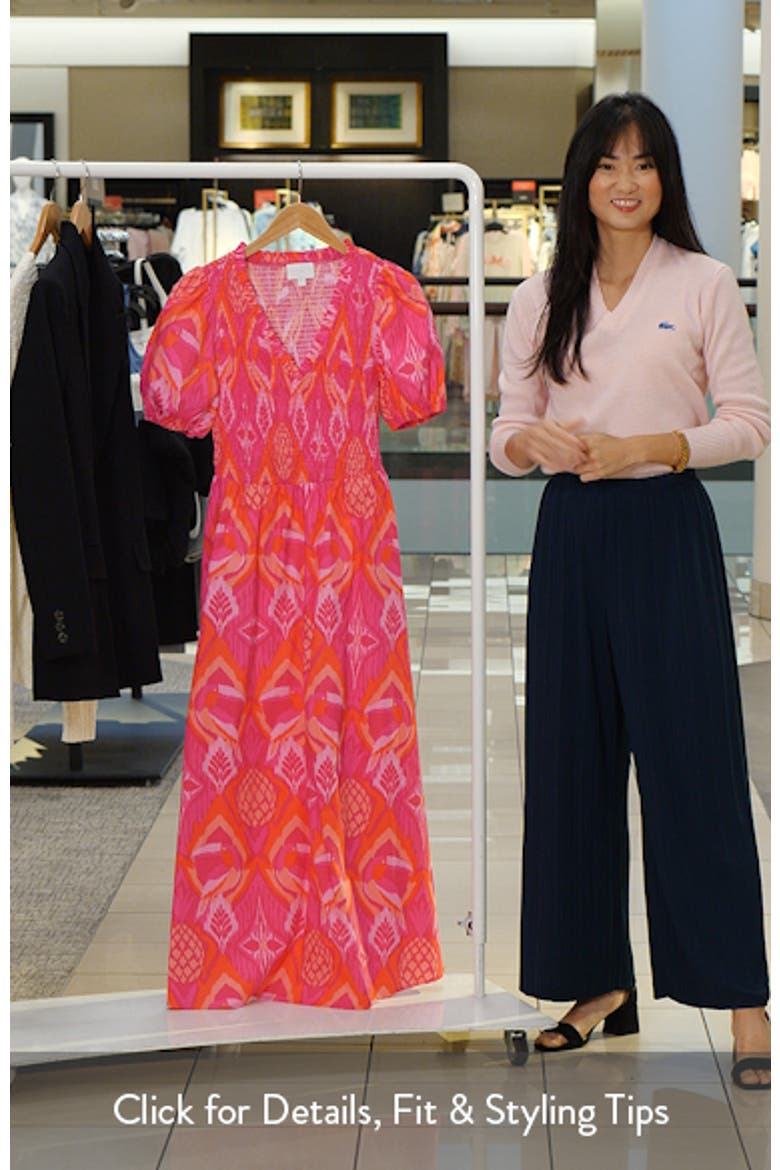 Prissa Ikat Brenty Smocked Midi Dress