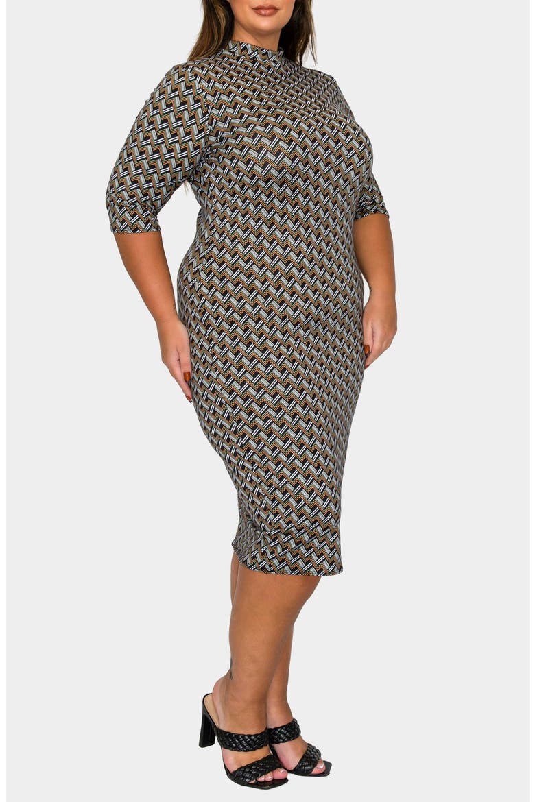 Gallarda Chevron Print Bodycon Midi Dress