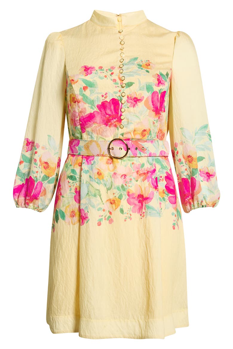 Placed Floral Long Sleeve Dress