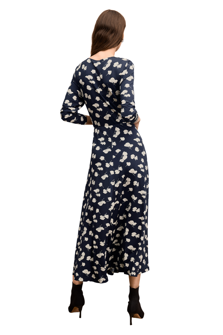 Jae Printed Jersey Ruched Dress