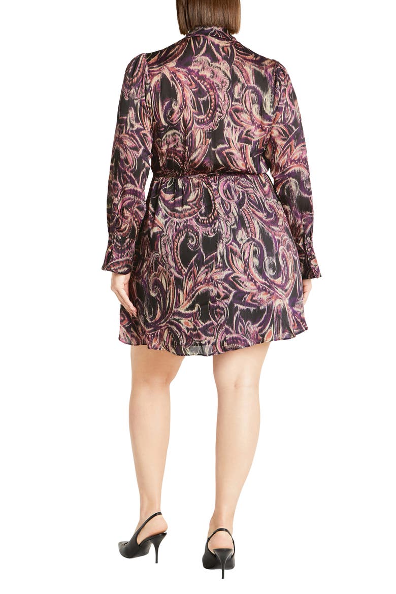 Maelynn Paisley Print Long Sleeve Wrap Dress