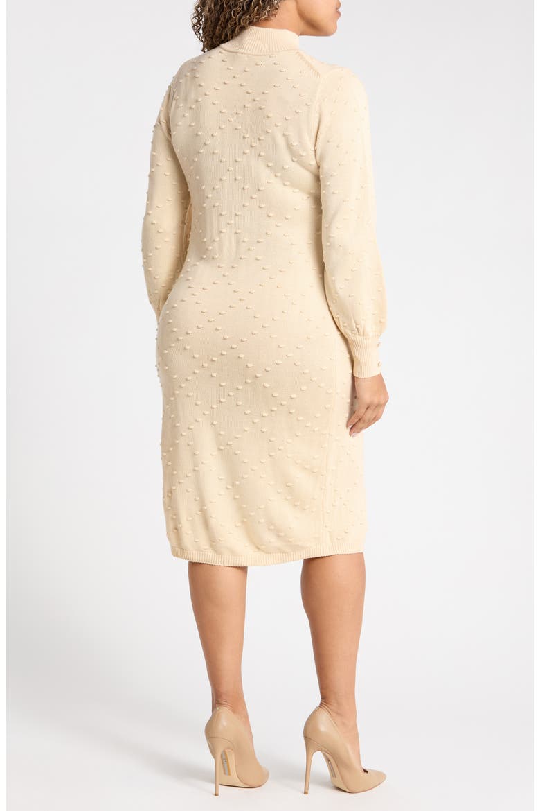 Bobble Stitch Mock Neck Sweater Dress