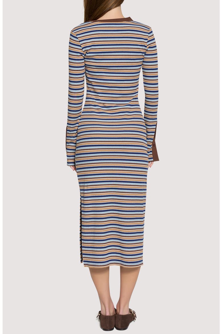 Dreamy Edit Stripe Long Sleeve Cotton Blend Midi Dress