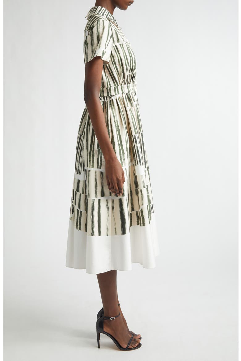 Stripe Collage Stretch Cotton Midi Shirtdress