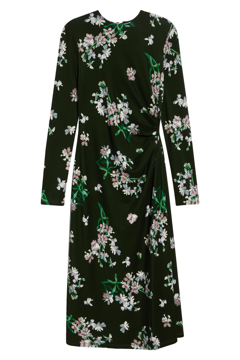 Floral Long Sleeve Ponte Midi Dress