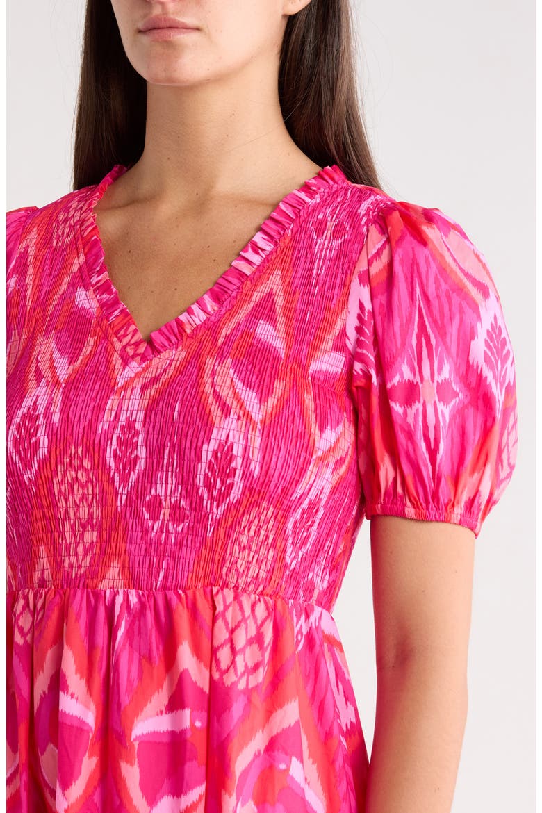 Prissa Ikat Brenty Smocked Midi Dress