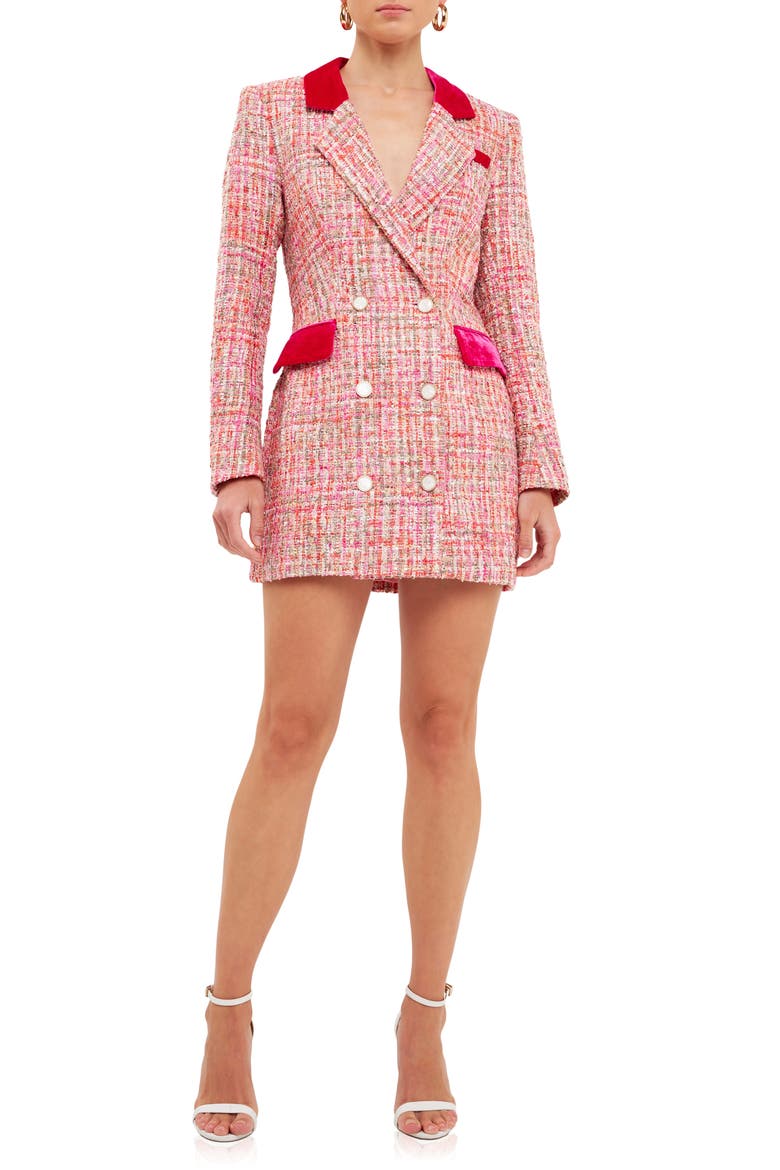 Premium Tweed Long Sleeve Blazer Minidress