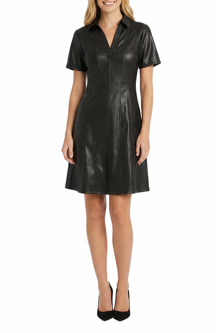 Faux Leather Fit & Flare Dress