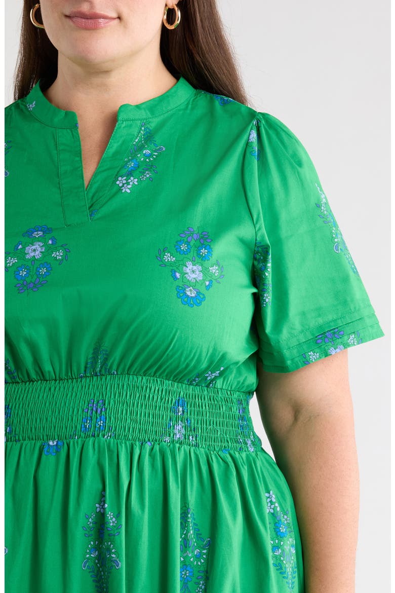 Halina Floral Smocked Waist Cotton Maxi Dress