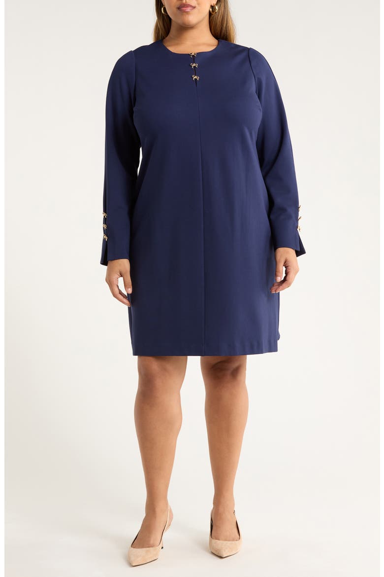 Bow Detail Long Sleeve Ponte Dress
