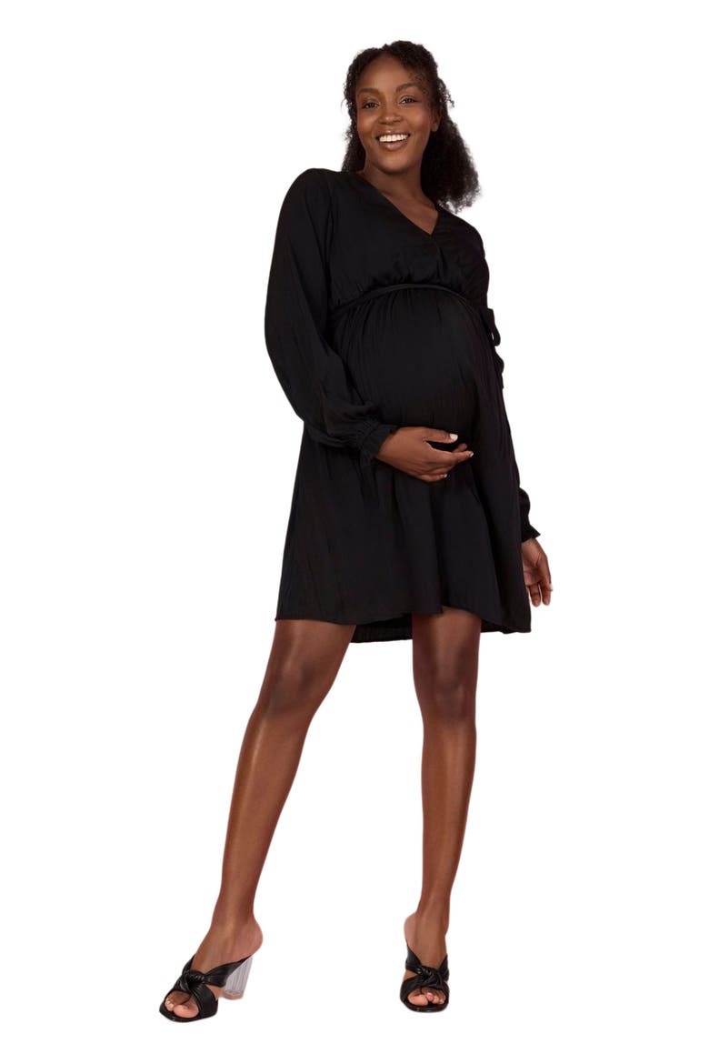 Woven Wrap Long Sleeve Mini Dress
