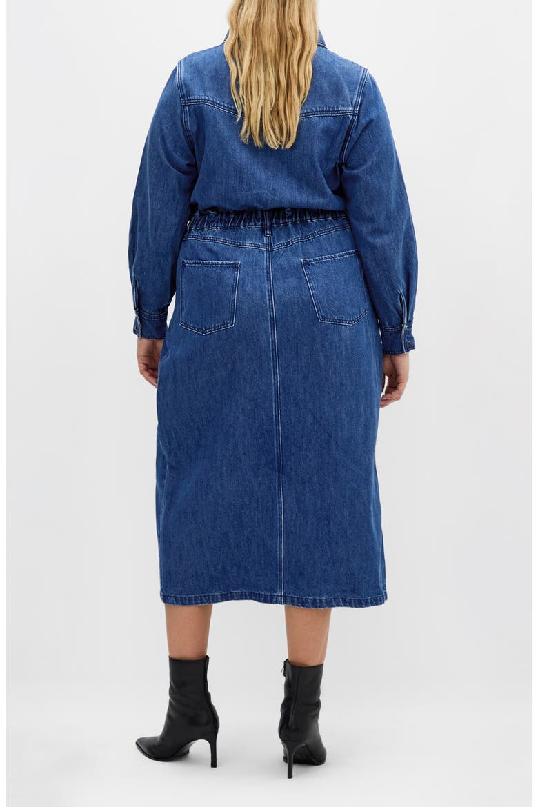 Elara Denim Midi Shirt Dress