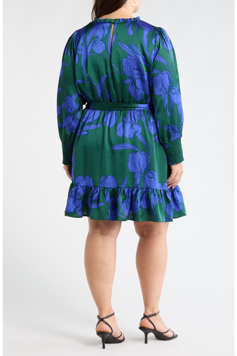 Busbee Floral Sevilla Satin Long Sleeve Dress