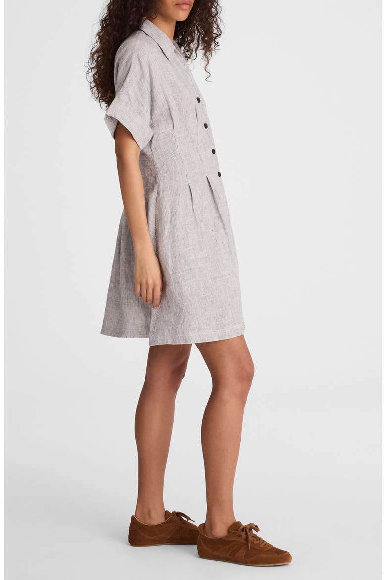 Pleated Linen Mini Shirtdress