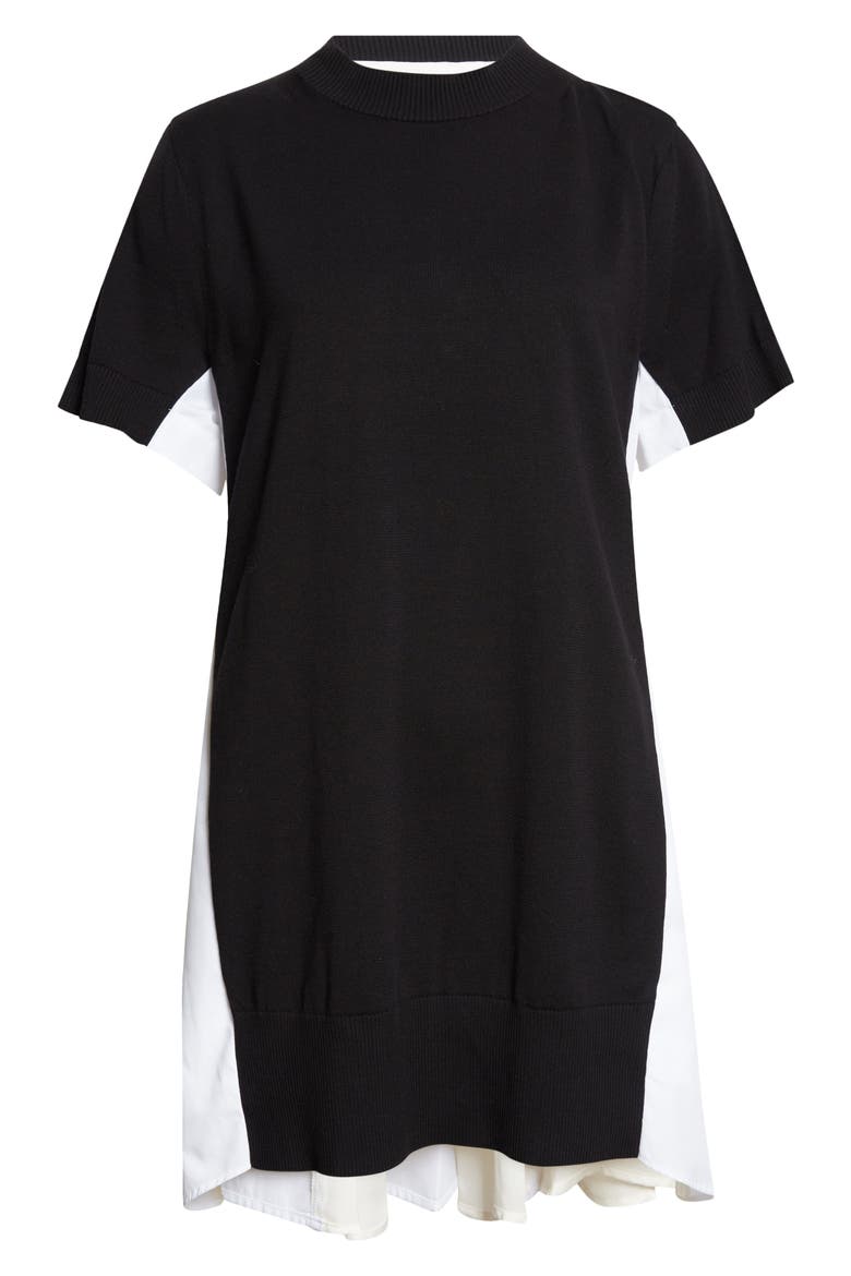 Mixed Media Knit & Poplin Minidress