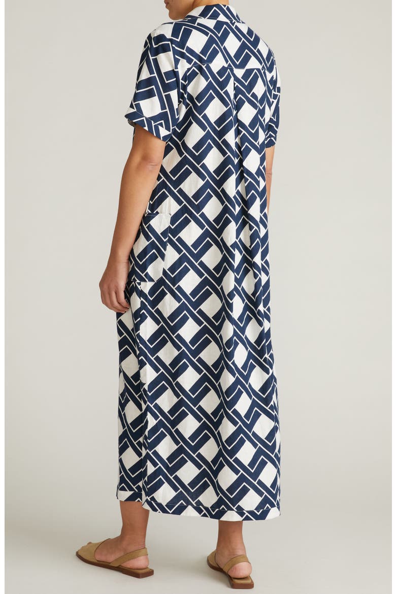 Leaf-Print Linen-Blend Maxi Dress