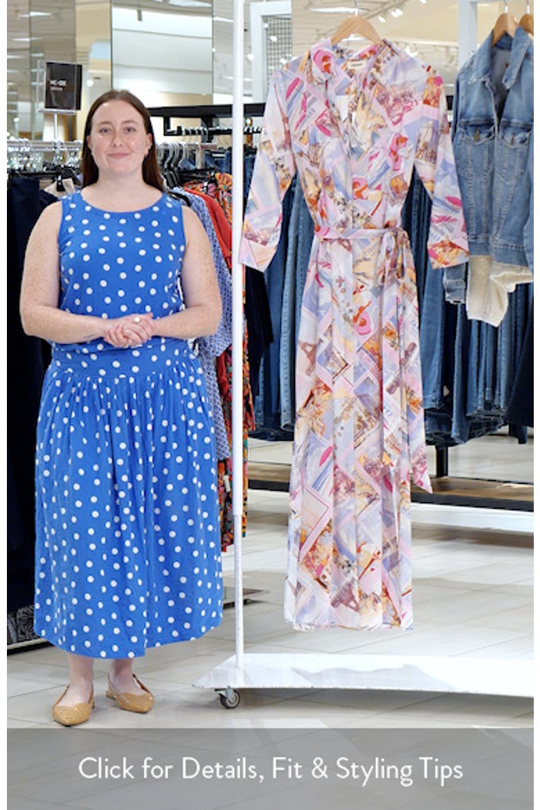 Cameron Print Long Sleeve Silk Maxi Shirtdress