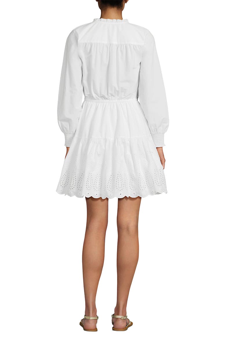 Long Sleeve Eyelet Mini Popover Dress
