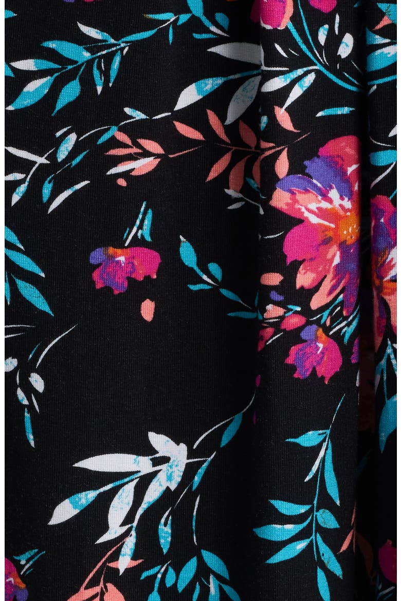 Floral Print Faux Wrap Midi Dress