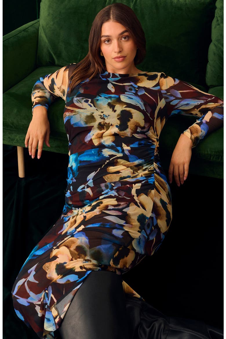 Cleo Ruched Long Sleeve Body-Con Maxi Dress