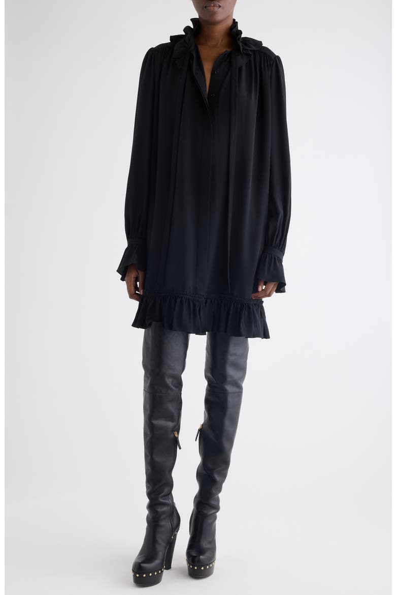 Long Sleeve Organic Silk Crêpe de Chine Minidress