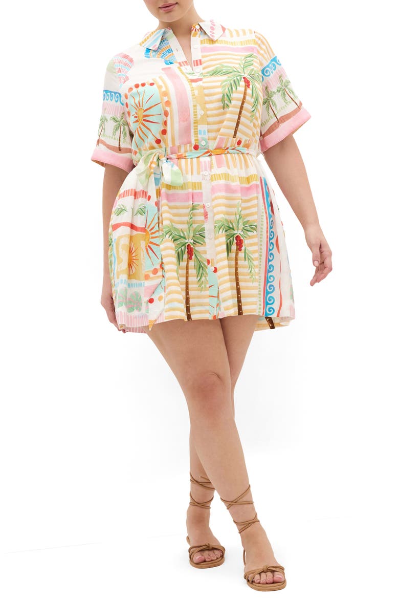 Lia Tie Waist Mini Shirtdress