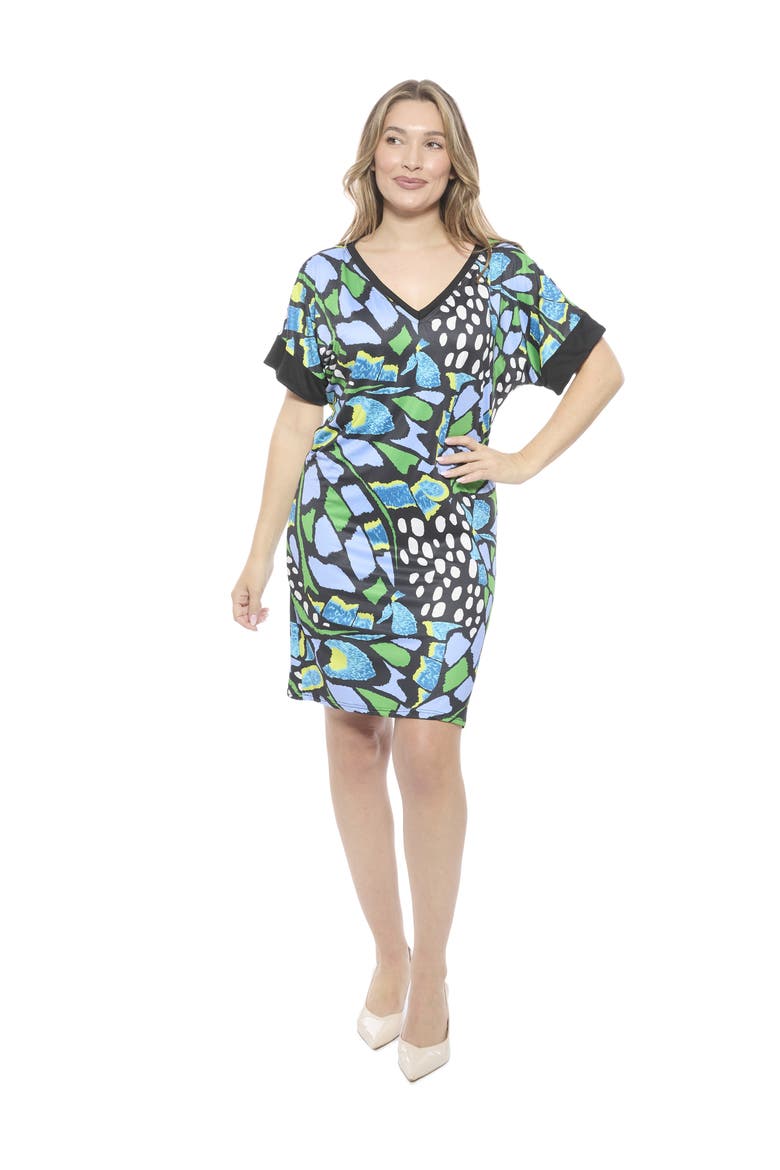 Womens Butterfly Short Sleeve Knee Length T-Shirt Dress