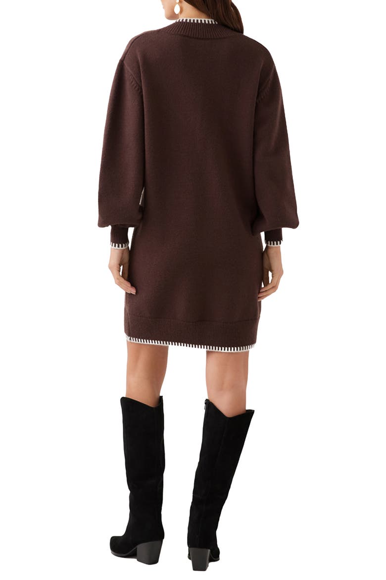 Varsity V-Neck Long Sleeve Sweater Minidress