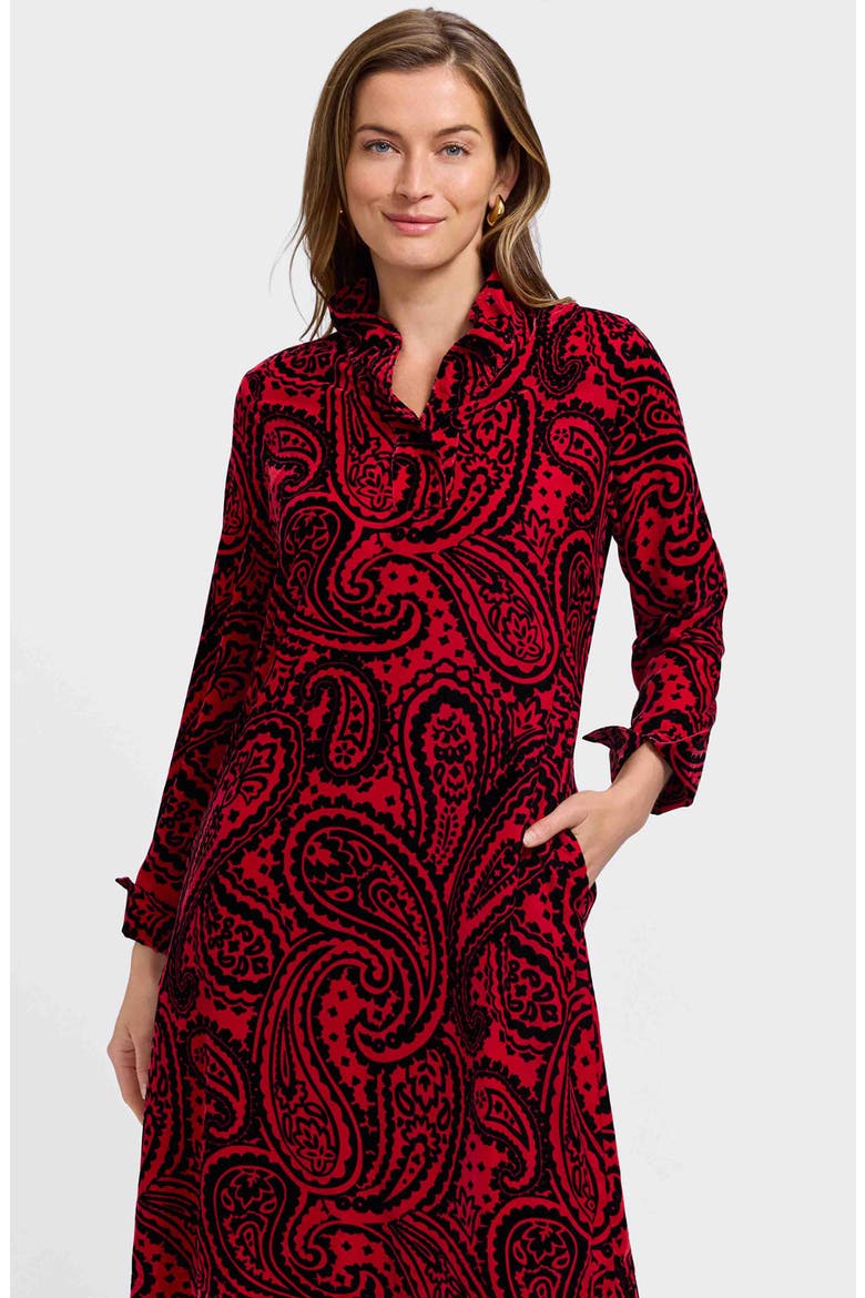 Tammy Velvet Paisley Collared Long Sleeve Dress