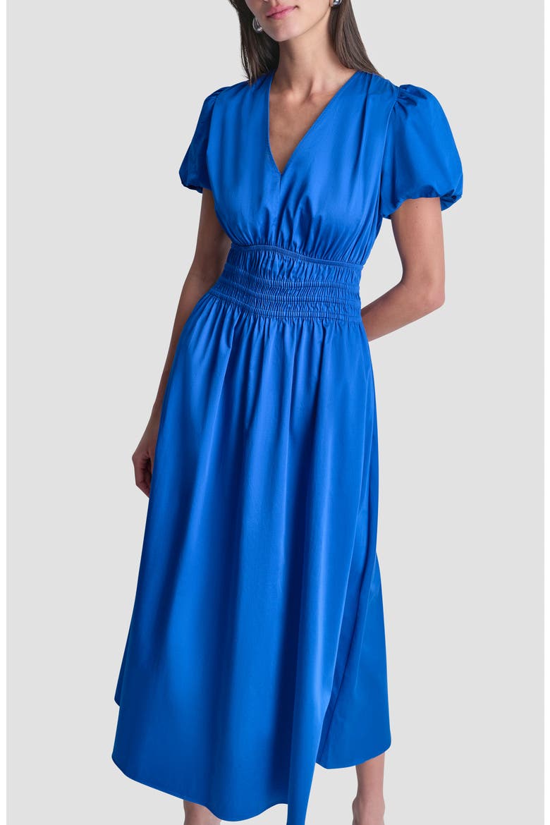 V-Neck Smocked Midi Dress