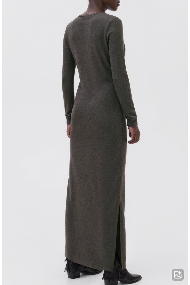Long Sleeve Faux Wrap Maxi Dress