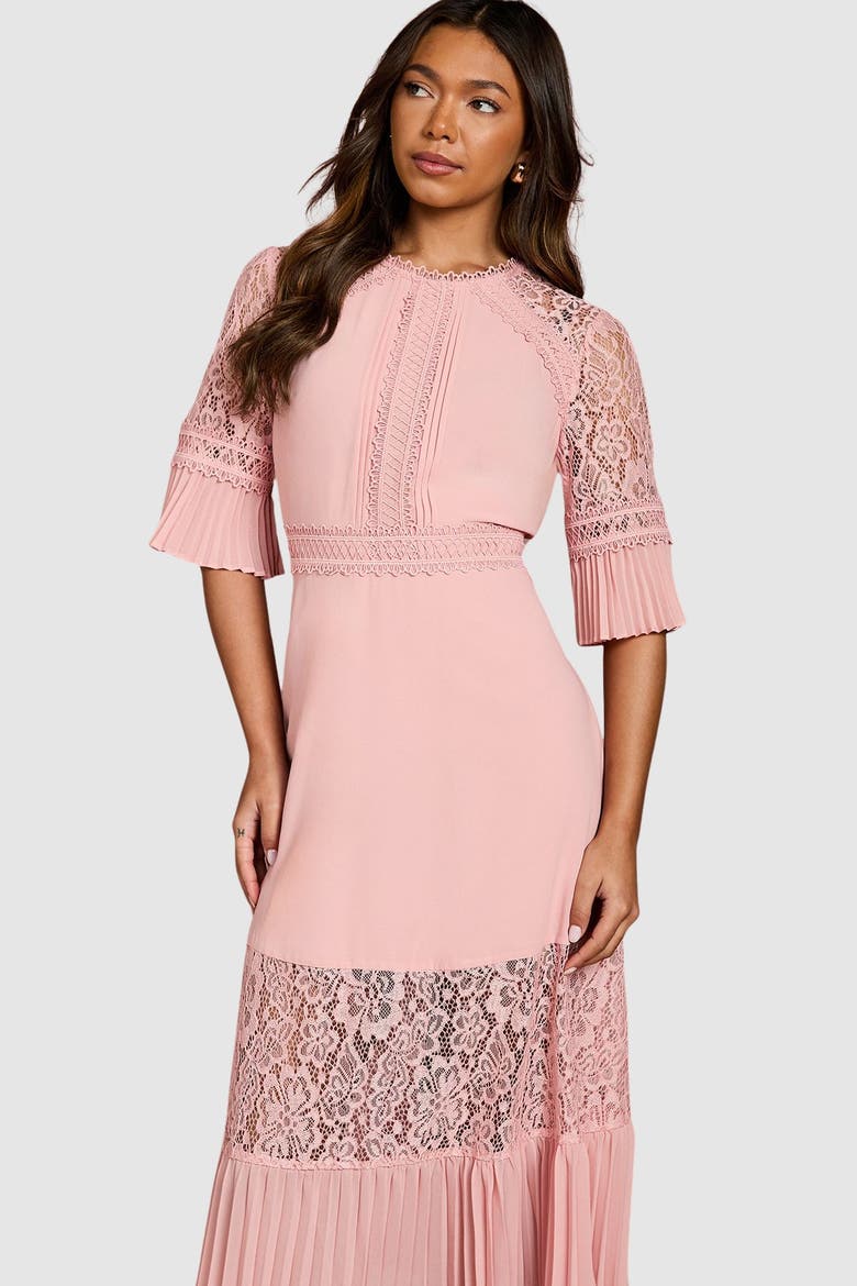 Lace Insert Midi Dress