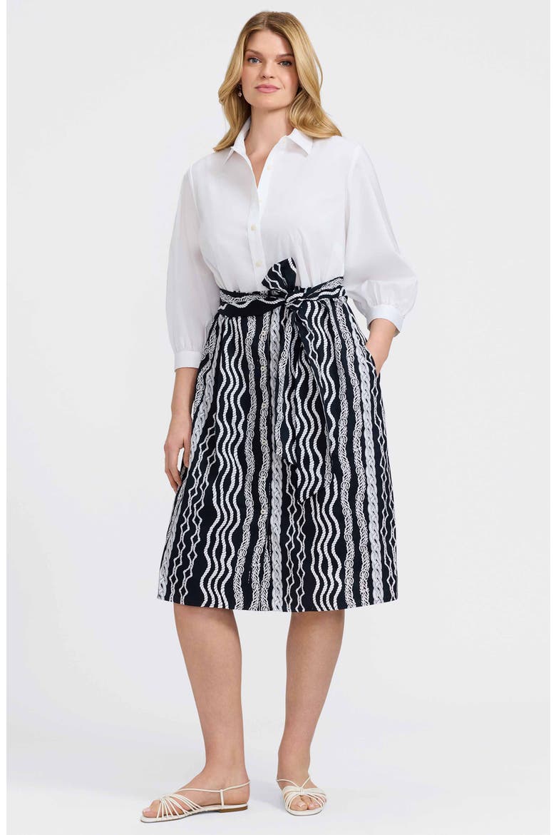 Esther Belted Braid Print Shirtdress