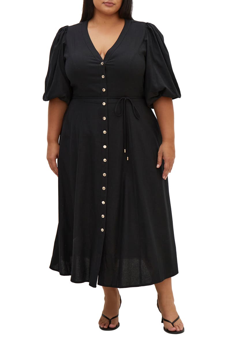 Bella Puff Sleeve Button-Up Dress