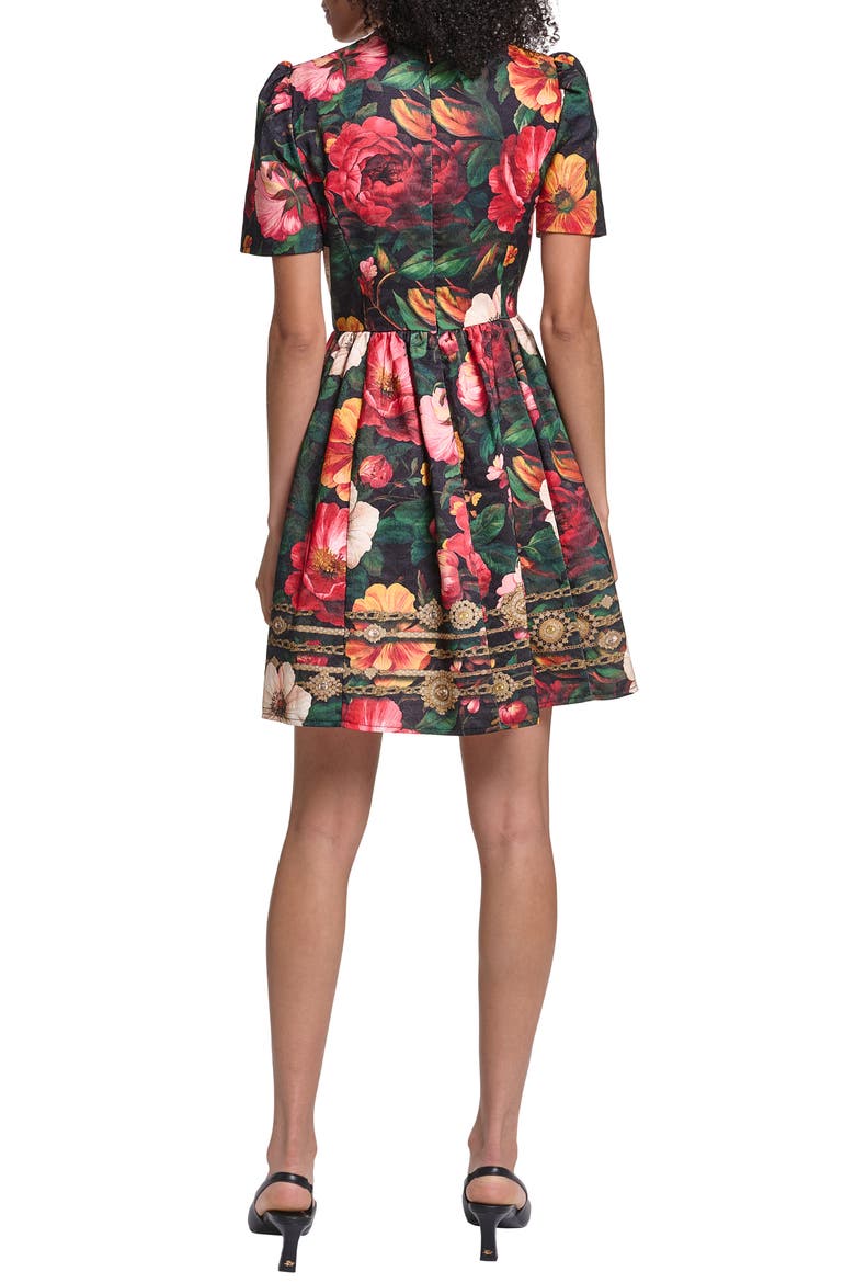 Print Jacquard Fit & Flare Dress