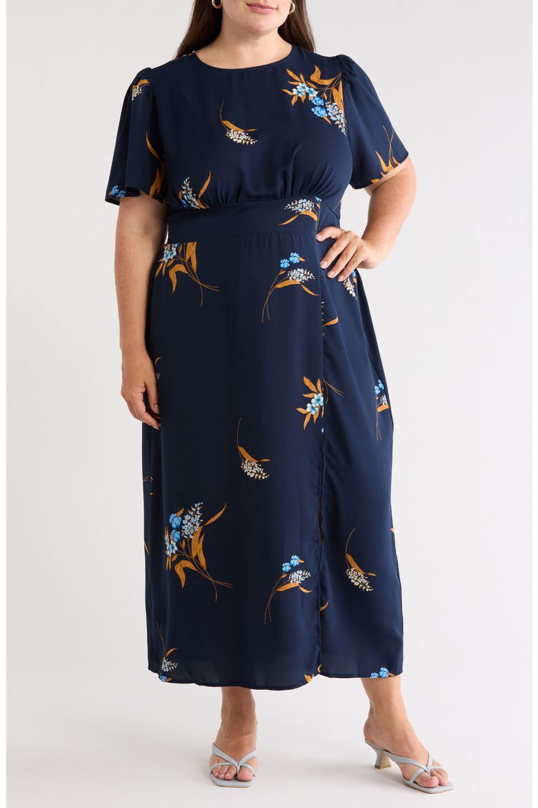 Dusk Bloom Floral Fit & Flare Midi Dress