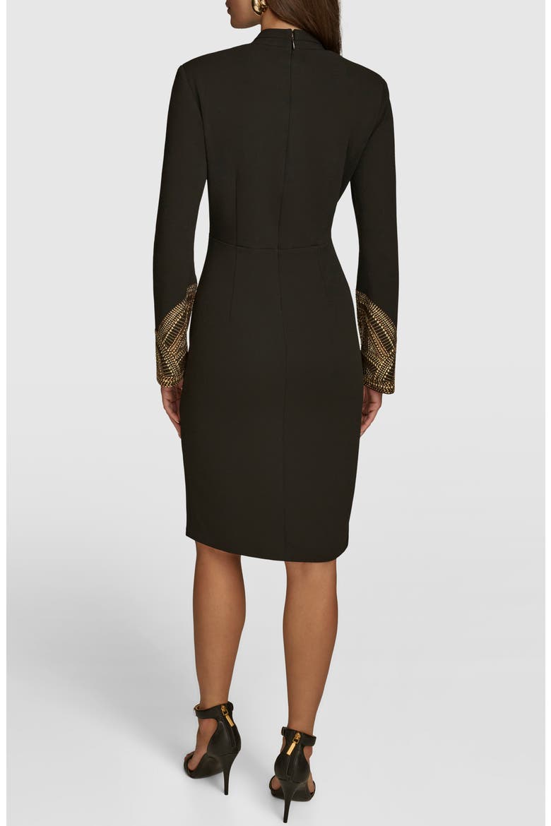 Embellished Long Sleeve Sheath Dress