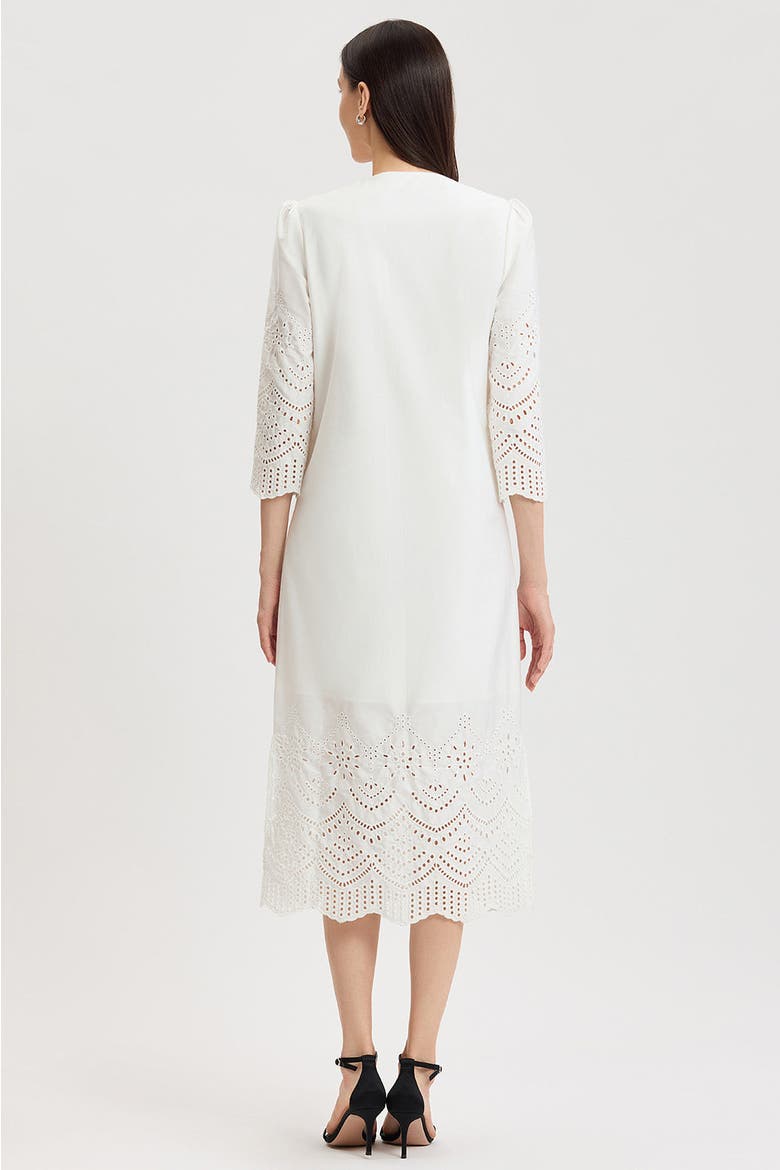Eyelet Straight Cotton Maxi Dress