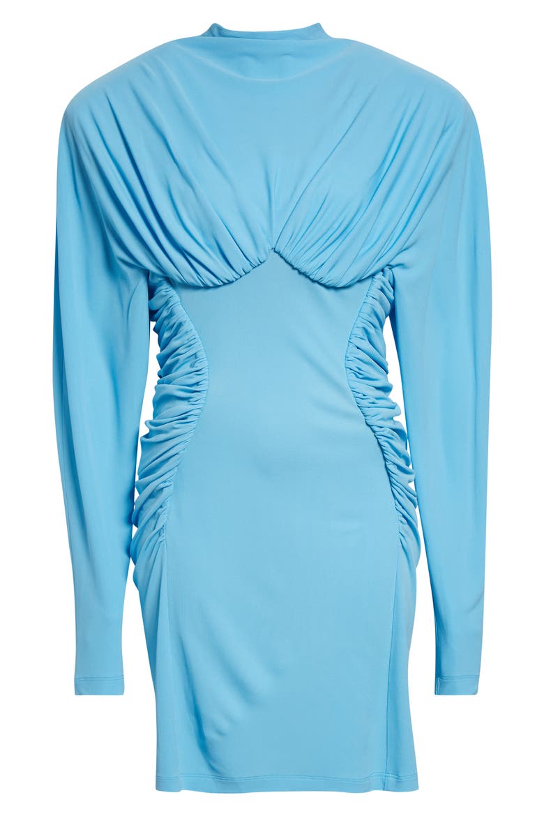 Pleated Long Sleeve Crepe Jersey Minidress