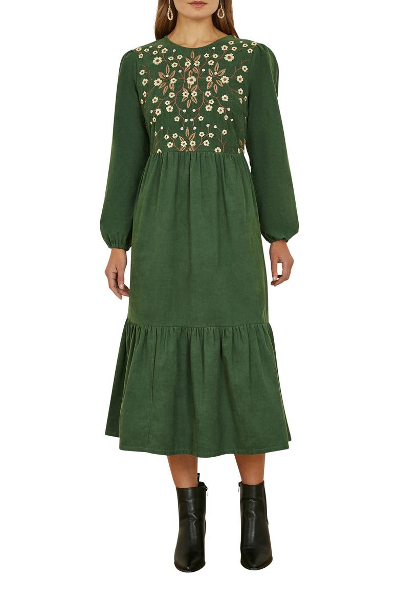 Long Sleeve Embroidered Midi Dress