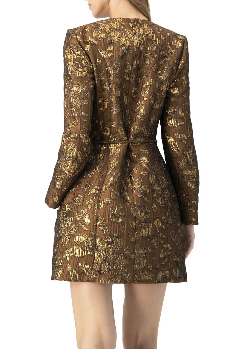 Jacquard Short Crossed V-Neck Dress with Pockets