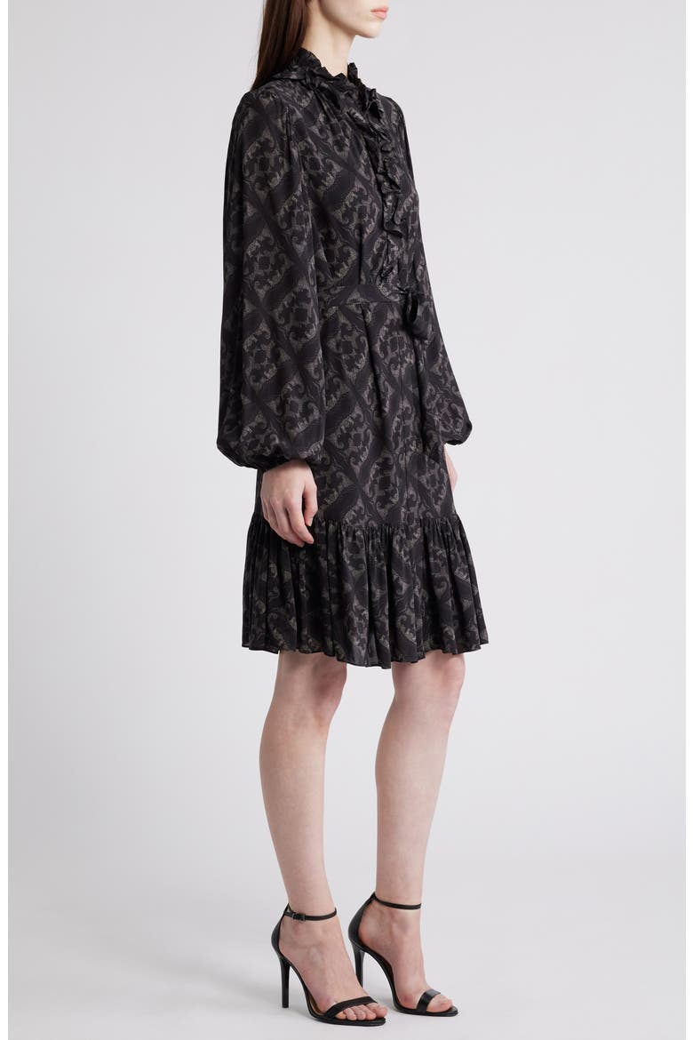 Landry Long Sleeve Leaf Print Dress