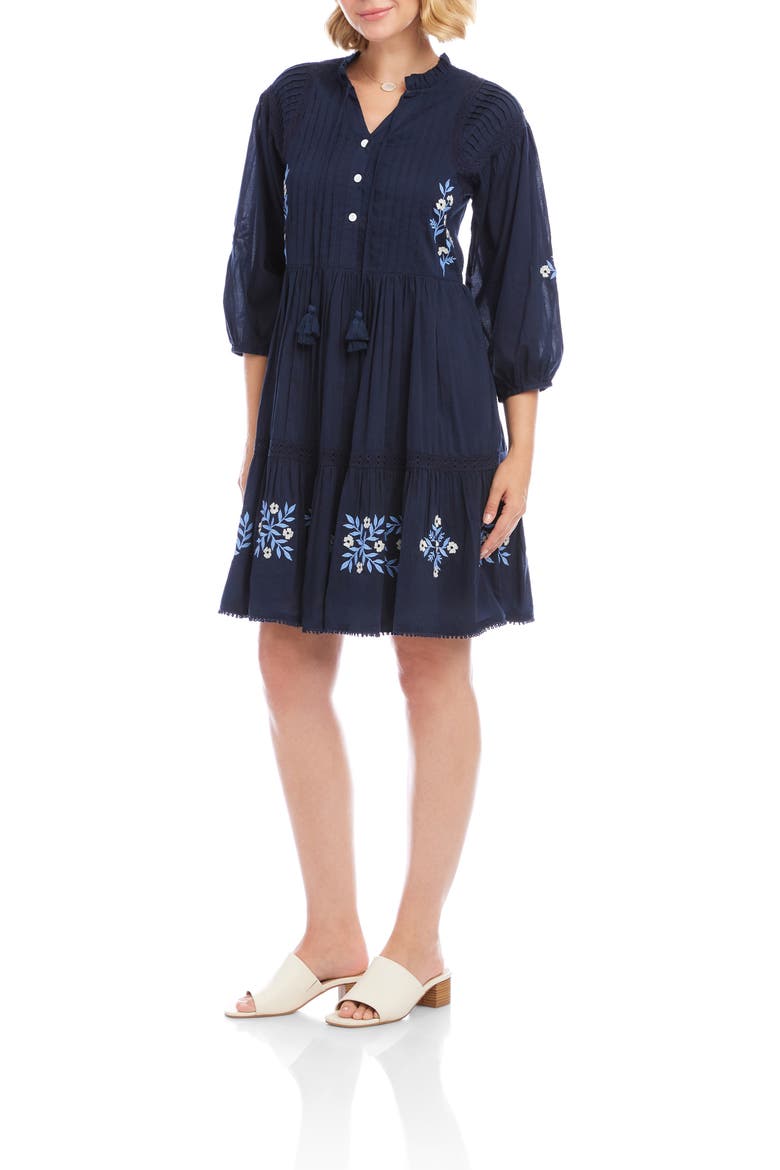Floral Embroidered Tassel Cotton Dress