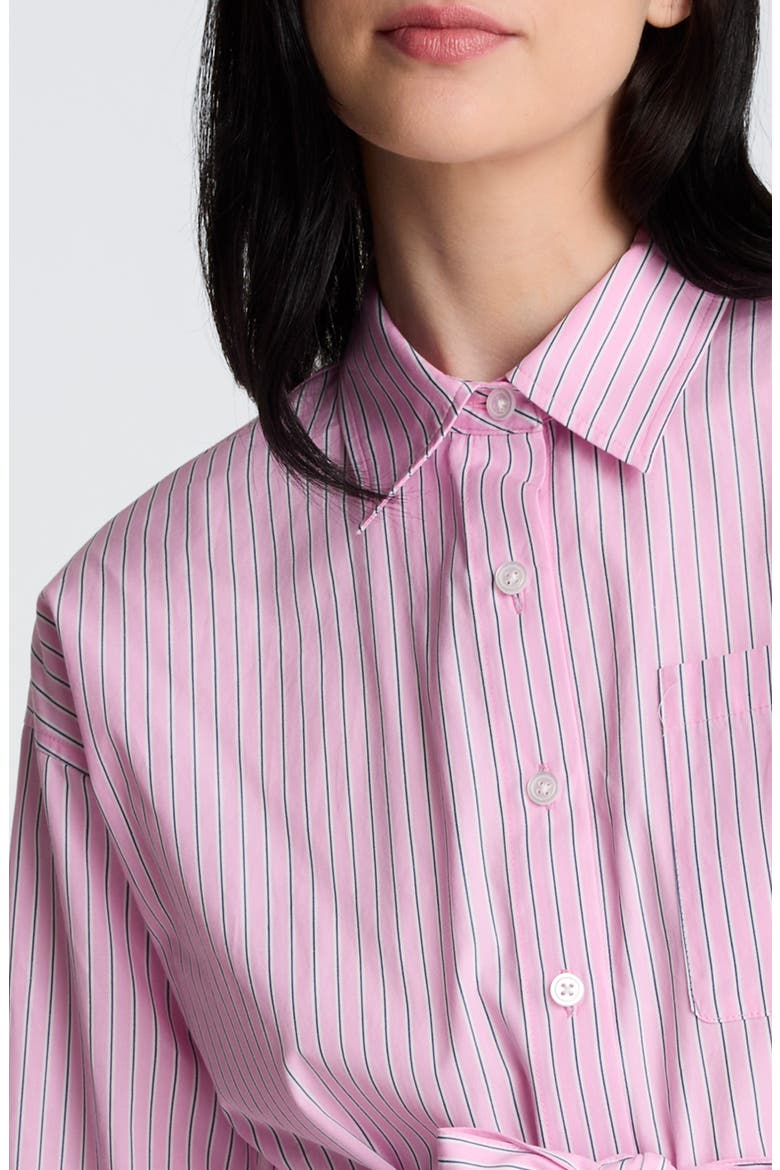 Drop Shoulder Tie Waist Shirtdress