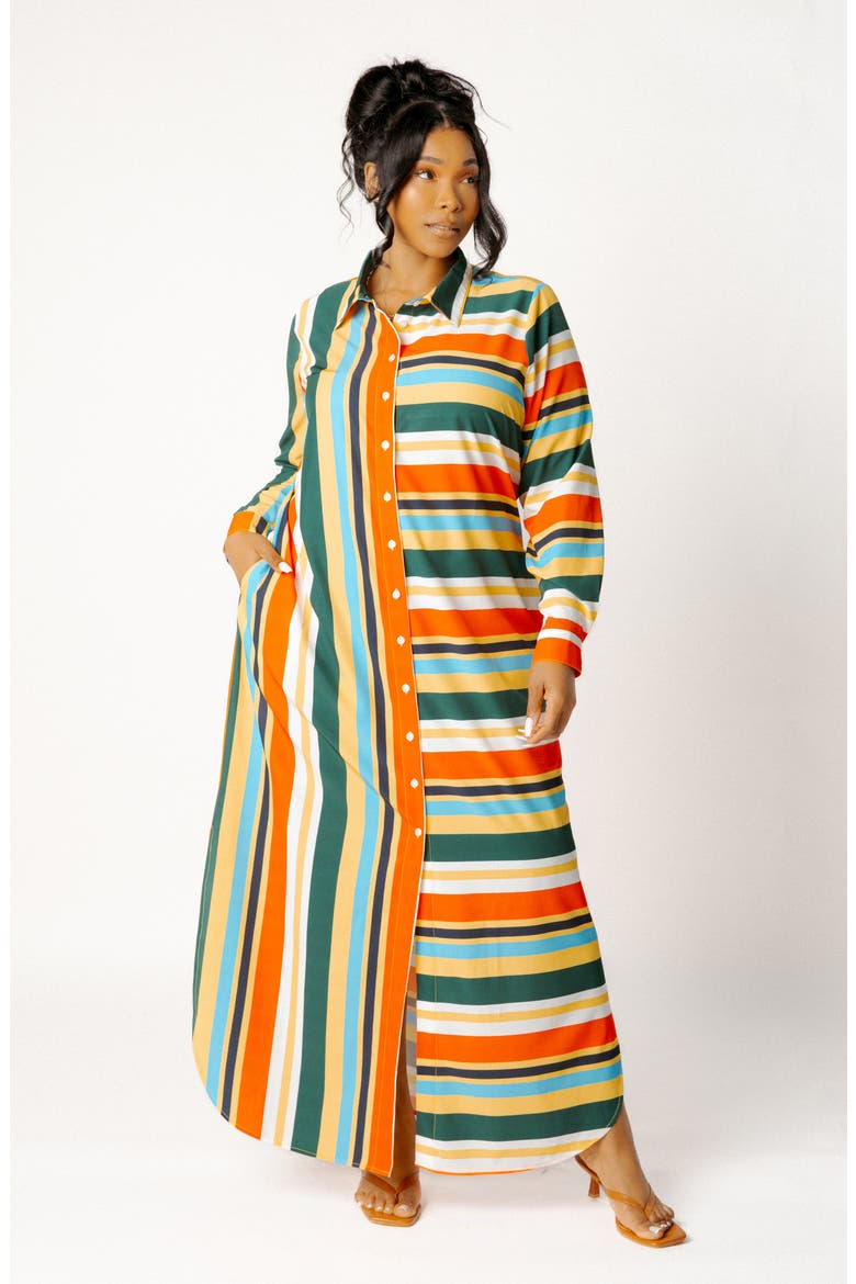 Long Sleeve Button-Up Maxi Shirtdress