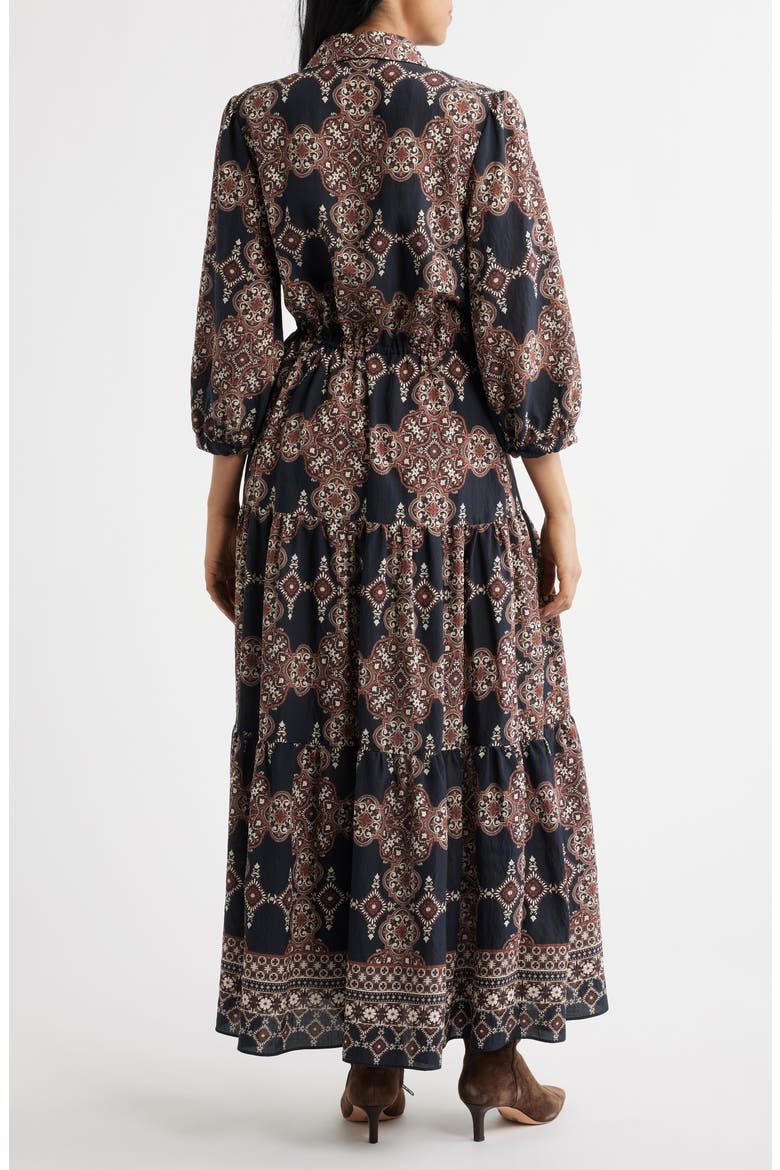 Mixed Paisley Long Sleeve Shirtdress