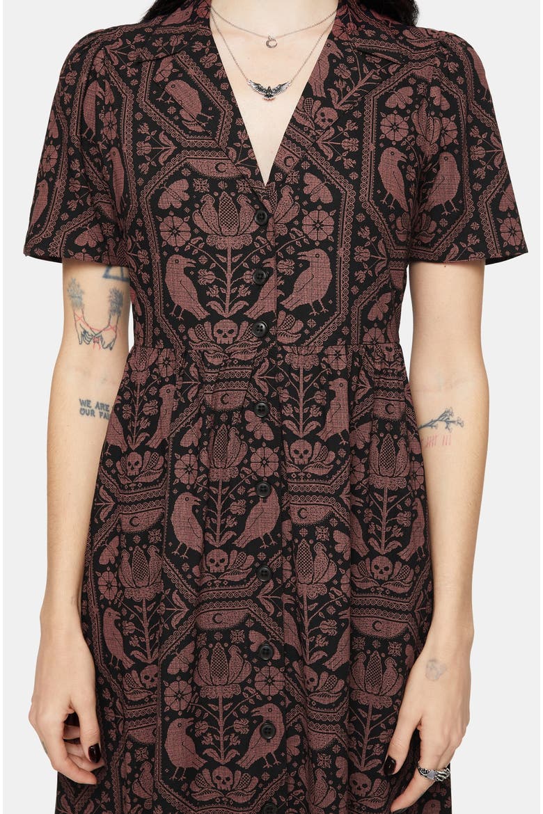 Annabel Raven Print Midi Shirt Dress